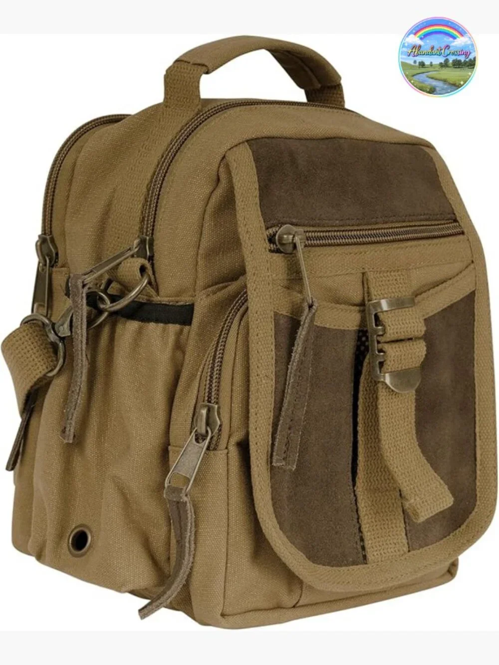 Vintage Canvas & Leather Travel Shoulder Bag for Organizing Essentials